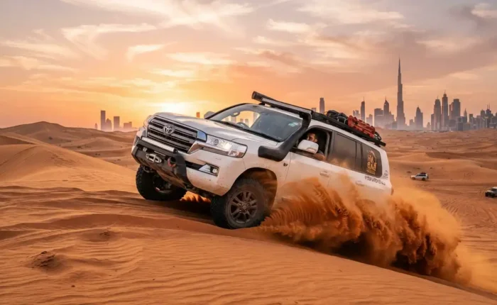 Landcruiser dune bashing red dunes lahbab in Dubai