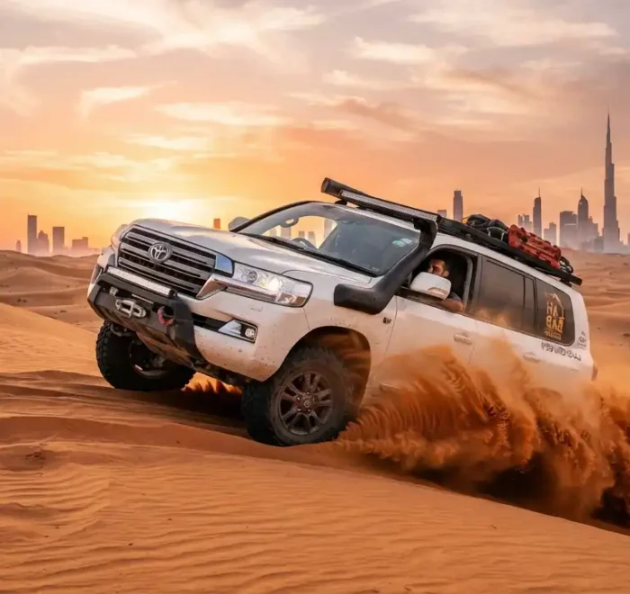 Landcruiser dune bashing red dunes lahbab in Dubai