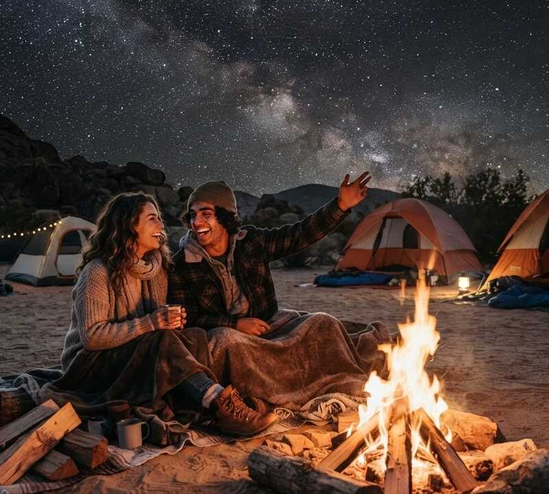 Couple stargazing dinner buffet bonefire belly dancer Overnight Desert Safari Dubai