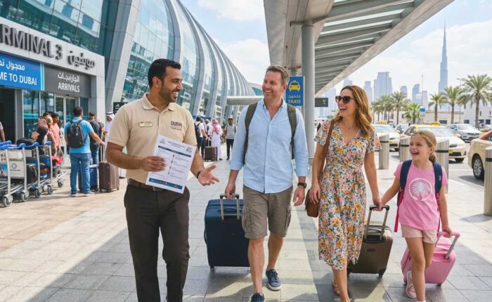 tour guide taking family out on a 6 hours dubai layover tour