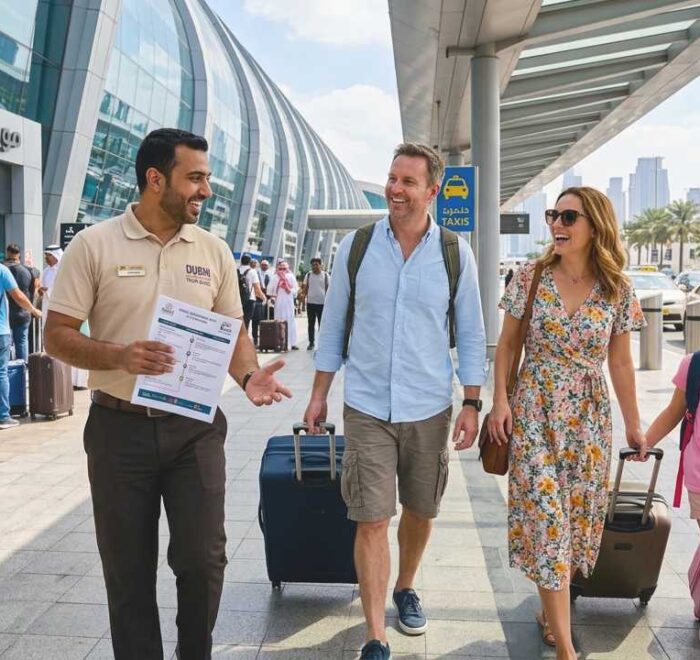 tour guide taking family out on a 6 hours dubai layover tour