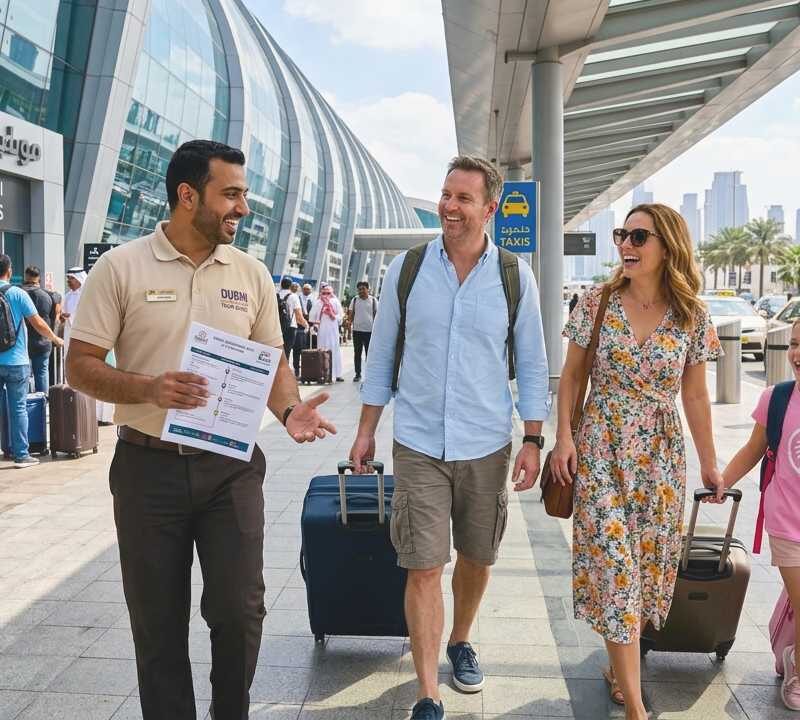 tour guide taking family out on a 6 hours dubai layover tour